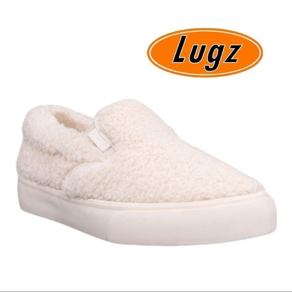 NEW Lugz Women's Sammy Fleece Cream Whisper White Slip-On Loafers Sneakers